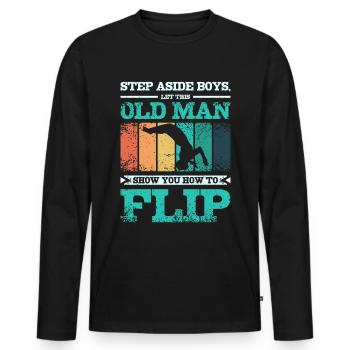 Laissez ce vieil homme vous montrer comment retourner la gymnastique - T-shirt manches longues Premium bio Homme - noir - Devant - Nico (187cm)