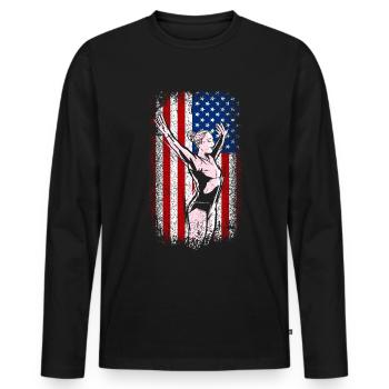 Usa drapeau américain gymnastique - T-shirt manches longues Premium bio Homme - noir - Devant - Nico (187cm)