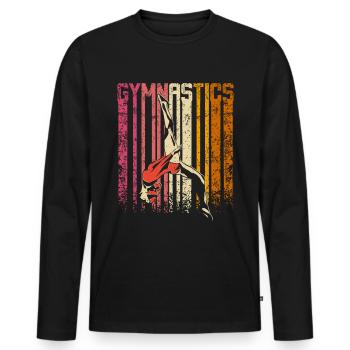 Gymnastique rétro vintage - T-shirt manches longues Premium bio Homme - noir - Devant - Nico (187cm)