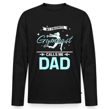 Mon gymnaste préféré m’appelle papa - T-shirt manches longues Premium bio Homme - noir - Devant - Nico (187cm)