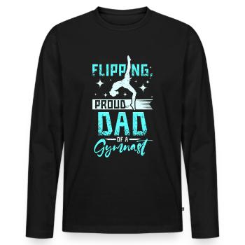 Retourner fier papa d’un gymnaste - T-shirt manches longues Premium bio Homme - noir - Devant - Nico (187cm)