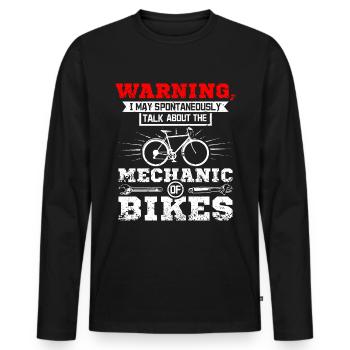Parlez de la mécanique des vélos - T-shirt manches longues Premium bio Homme - noir - Devant - Nico (187cm)