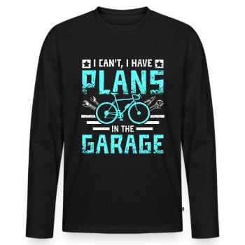 Je ne peux pas avoir de plans dans le garage - T-shirt manches longues Premium bio Homme - noir - Devant - Nico (187cm)