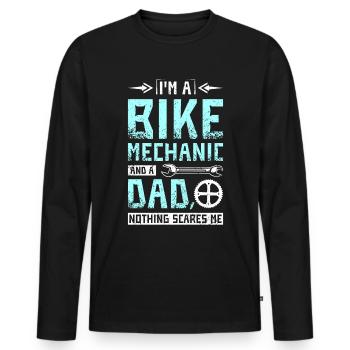 Je suis mécanicien de vélo et papa rien ne me fait peur - T-shirt manches longues Premium bio Homme - noir - Devant - Nico (187cm)