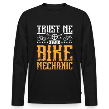 Croyez-moi, je suis mécanicien de vélo - T-shirt manches longues Premium bio Homme - noir - Devant - Nico (187cm)
