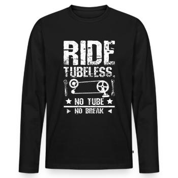 Ride tubeless no tune pas de pause - T-shirt manches longues Premium bio Homme - noir - Devant - Nico (187cm)