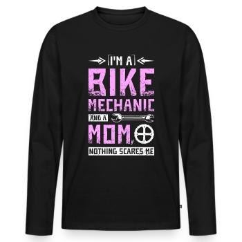 Je suis mécanicienne de vélo et maman rien ne me fait peur - T-shirt manches longues Premium bio Homme - noir - Devant - Nico (187cm)