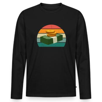 Zaster Moneten Billets Coin Monnaie Monnaie Virtuelle - T-shirt manches longues Premium bio Homme - noir - Devant - Nico (187cm)