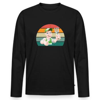 Jardinier Jardinier Haie Tondre pelouse Jardin - T-shirt manches longues Premium bio Homme - noir - Devant - Nico (187cm)