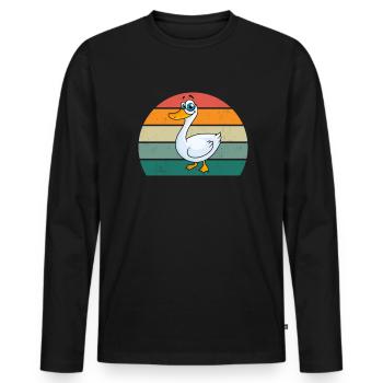 Oies Oiseaux Noël Oie Mouches Oiseaux Oie Oie - T-shirt manches longues Premium bio Homme - noir - Devant - Nico (187cm)