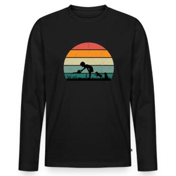 Jardinier Jardinier Haie Tondre pelouse Jardin - T-shirt manches longues Premium bio Homme - noir - Devant - Nico (187cm)