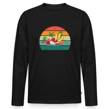 Plante Cultiver Terre Tomate Chou Carotte Légumes - T-shirt manches longues Premium bio Homme - noir - Devant - Nico (187cm)