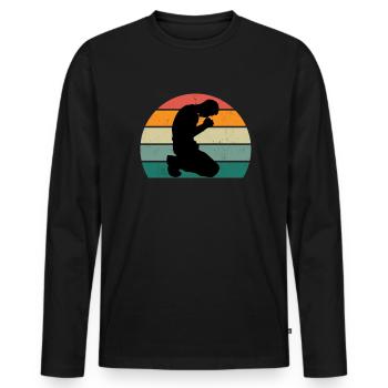 Jesus Christ God Pray Christianity Religion - Men's Premium Organic Long Sleeve Shirt - black - Front - Nico (187cm)