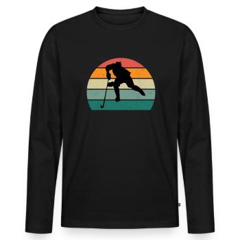 Hockey Player Field Hockey Ice Hockey Puck Hockey - Men's Premium Organic Long Sleeve Shirt - black - Front - Nico (187cm)