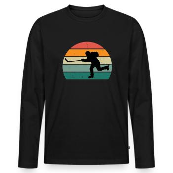 Hockey Player Field Hockey Ice Hockey Puck Hockey - Men's Premium Organic Long Sleeve Shirt - black - Front - Nico (187cm)