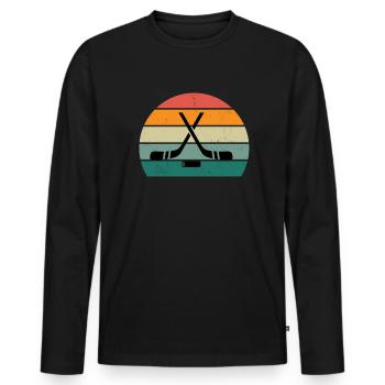 Joueur de hockey hockey sur gazon Hockey sur glace Hockey sur glace Hockey sur glace - T-shirt manches longues Premium bio Homme - noir - Devant - Nico (187cm)