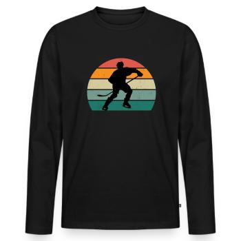 Hockey Player Field Hockey Ice Hockey Puck Hockey - Men's Premium Organic Long Sleeve Shirt - black - Front - Nico (187cm)