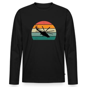 Pilot Pilot helicopter flight rotor helicopter - Men's Premium Organic Long Sleeve Shirt - black - Front - Nico (187cm)