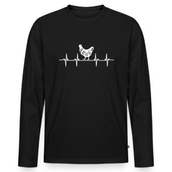 Poule Coq Oeufs Oeufs Poussins Poulailler Stall Poulet Poulet - T-shirt manches longues Premium bio Homme - noir - Devant - Nico (187cm)