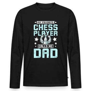 Mon joueur d'échecs préféré m'appelle papa - T-shirt manches longues Premium bio Homme - noir - Devant - Nico (187cm)