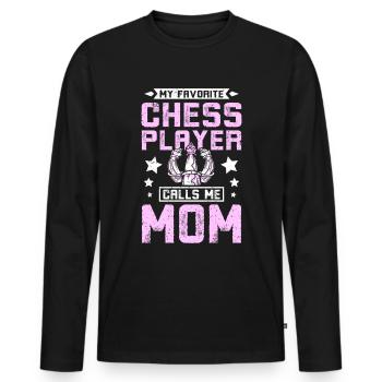 Mon joueur d'échecs préféré m'appelle maman - T-shirt manches longues Premium bio Homme - noir - Devant - Nico (187cm)