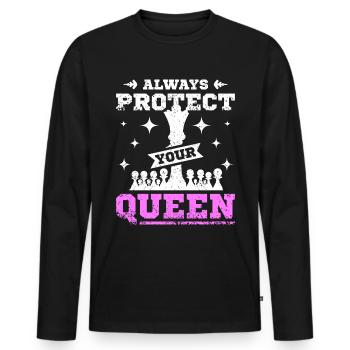 Protégez toujours votre reine des échecs - T-shirt manches longues Premium bio Homme - noir - Devant - Nico (187cm)