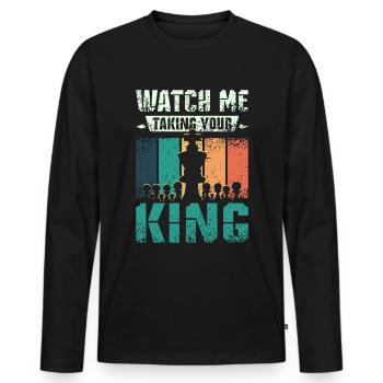 Taking your king chess - Männer Premium Bio Langarmshirt - Schwarz - Vorne - Nico (187cm)