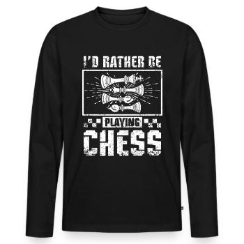Je préfère jouer aux échecs - T-shirt manches longues Premium bio Homme - noir - Devant - Nico (187cm)