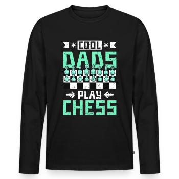 les papas sympas jouent aux échecs - T-shirt manches longues Premium bio Homme - noir - Devant - Nico (187cm)