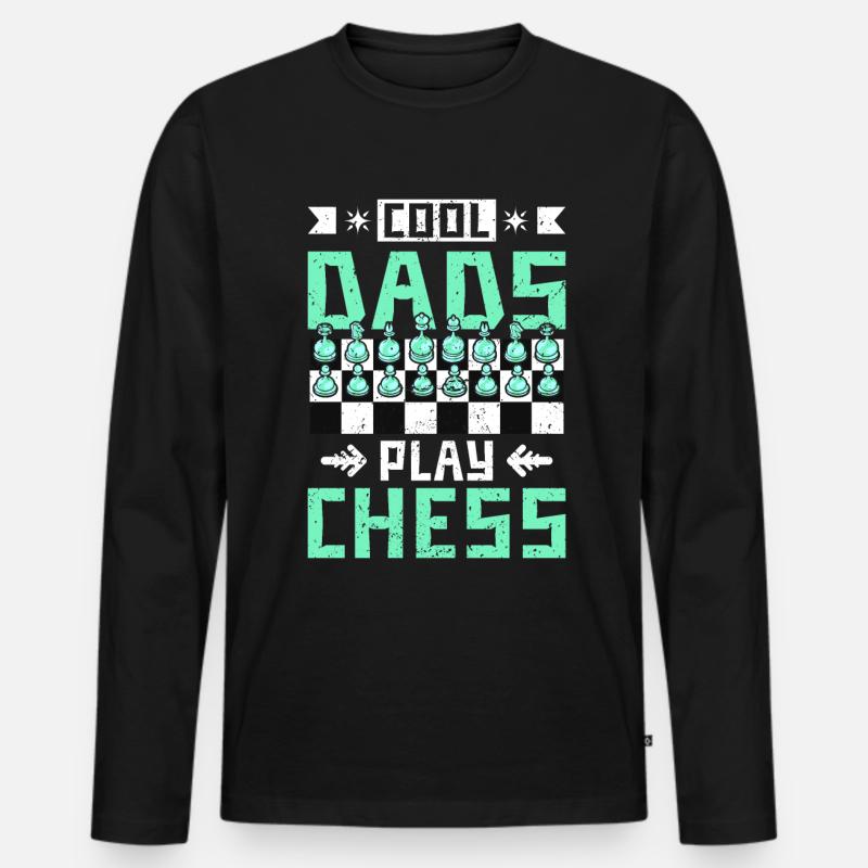 cool dads play chess - Männer Premium Bio Langarmshirt - Schwarz