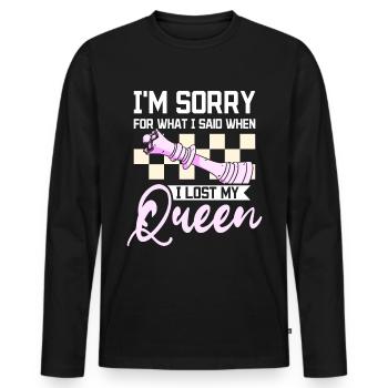 Désolé pour ce que j'ai dit quand j'ai perdu ma reine aux échecs - T-shirt manches longues Premium bio Homme - noir - Devant - Nico (187cm)