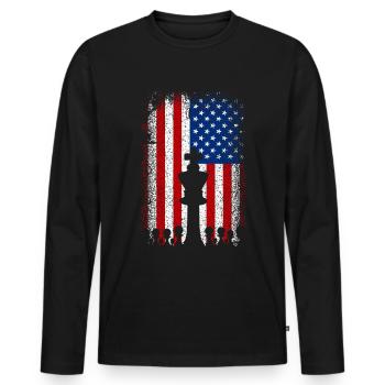 États-Unis drapeau américain Échecs - T-shirt manches longues Premium bio Homme - noir - Devant - Nico (187cm)
