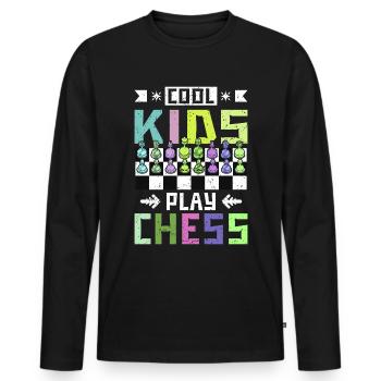 des enfants sympas jouent aux échecs - T-shirt manches longues Premium bio Homme - noir - Devant - Nico (187cm)