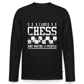 J'aime les échecs et peut-être 3 personnes - T-shirt manches longues Premium bio Homme - noir - Devant - Nico (187cm)