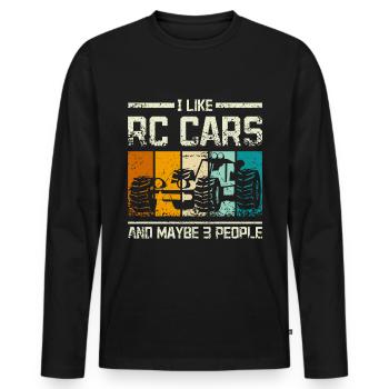 I like rc cars and maybe 3 people - Männer Premium Bio Langarmshirt - Schwarz - Vorne - Nico (187cm)