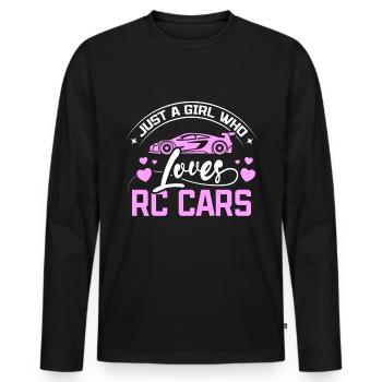 Une fille qui aime les voitures Rc - T-shirt manches longues Premium bio Homme - noir - Devant - Nico (187cm)