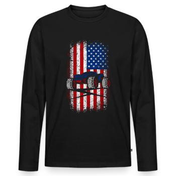 Usa American flag Rc car racer - Männer Premium Bio Langarmshirt - Schwarz - Vorne - Nico (187cm)