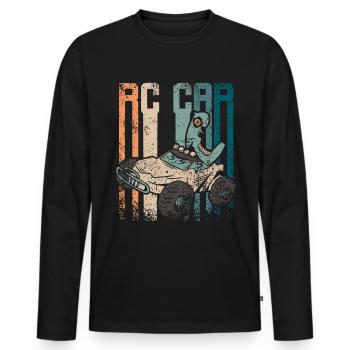 Rétro Vintage Rc voiture de course - T-shirt manches longues Premium bio Homme - noir - Devant - Nico (187cm)