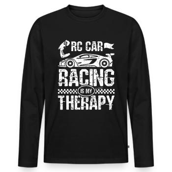 La course de voitures RC est ma thérapie - T-shirt manches longues Premium bio Homme - noir - Devant - Nico (187cm)