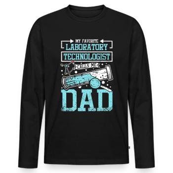 Mon technologue de laboratoire préféré m’appelle papa - T-shirt manches longues Premium bio Homme - noir - Devant - Nico (187cm)