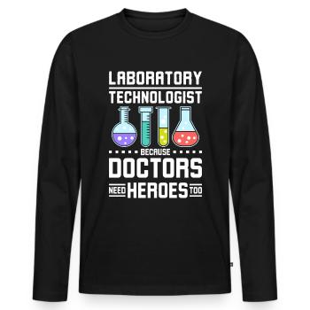 Les médecins technologues de laboratoire ont aussi besoin de héros - T-shirt manches longues Premium bio Homme - noir - Devant - Nico (187cm)