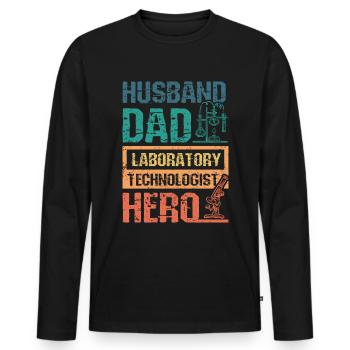 Mari papa technologue de laboratoire héros - T-shirt manches longues Premium bio Homme - noir - Devant - Nico (187cm)