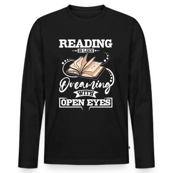 Lire, c’est comme rêver - T-shirt manches longues Premium bio Homme - noir - Devant - Nico (187cm)