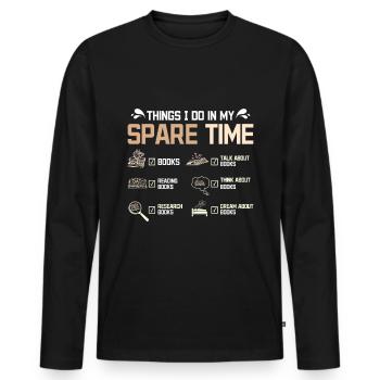 Ce que je fais dans ma lecture de tieme de rechange - T-shirt manches longues Premium bio Homme - noir - Devant - Nico (187cm)