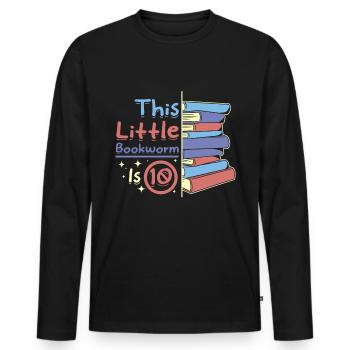 Ce petit rat de bibliothèque a 10 ans - T-shirt manches longues Premium bio Homme - noir - Devant - Nico (187cm)
