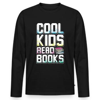 Les enfants cool lisent des livres - T-shirt manches longues Premium bio Homme - noir - Devant - Nico (187cm)