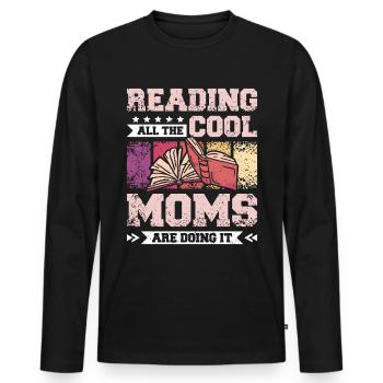 Maman mère lisant des livres - T-shirt manches longues Premium bio Homme - noir - Devant - Nico (187cm)