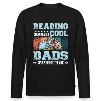 Papa fahther lisant des livres - T-shirt manches longues Premium bio Homme - noir - Devant - Nico (187cm)