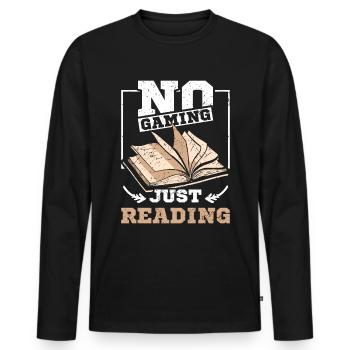 Pas de jeu juste en lisant - T-shirt manches longues Premium bio Homme - noir - Devant - Nico (187cm)