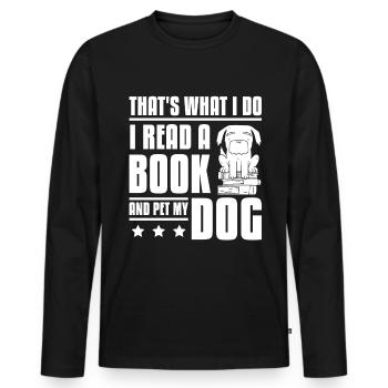 Lisez un livre et caressez un chien - T-shirt manches longues Premium bio Homme - noir - Devant - Nico (187cm)